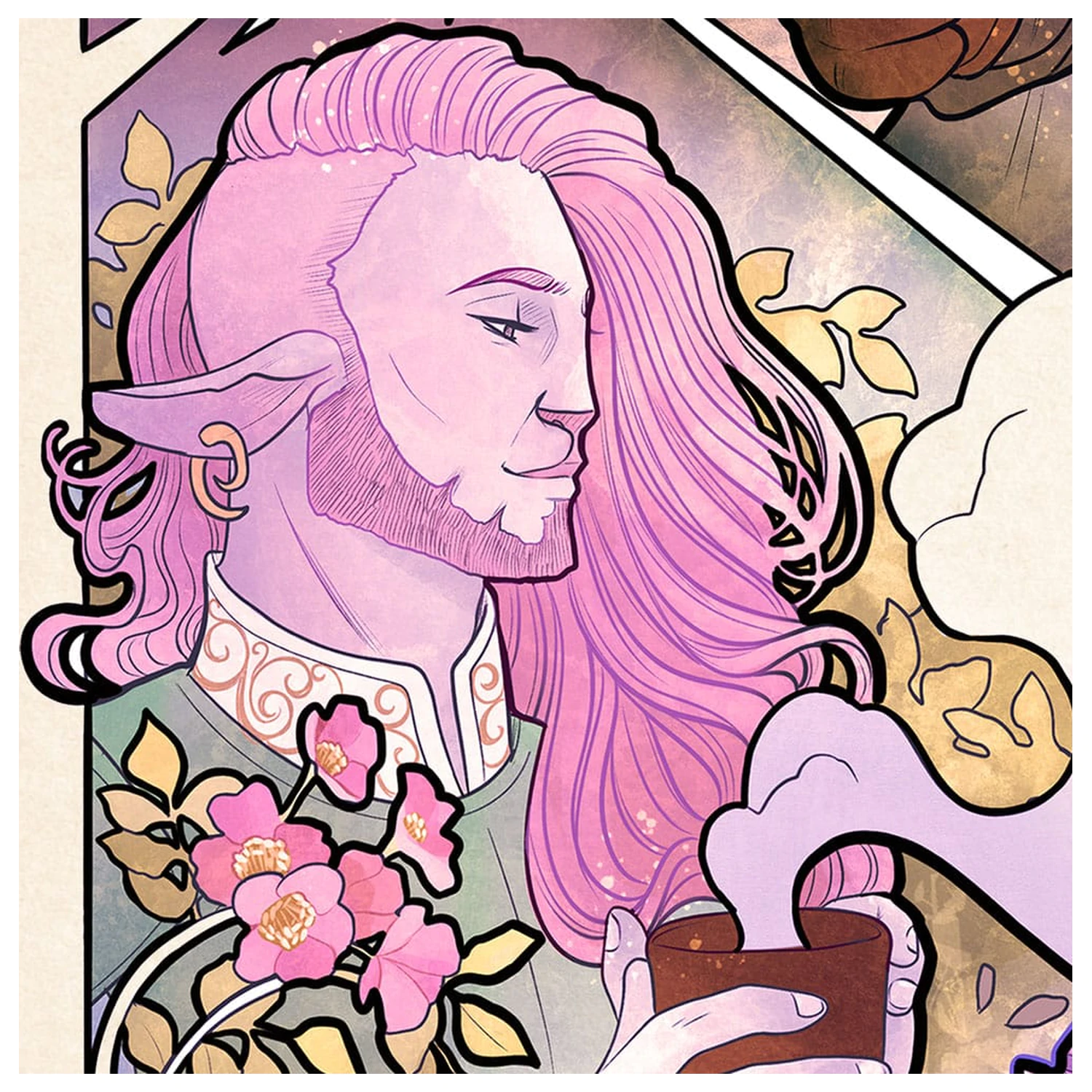 Critical Role Art Print Taliesin Jaffe: 10th Anniversary Art Nouveau Illustrations 46 x 28 cm - keretezetlen vászonkép termékfotó
