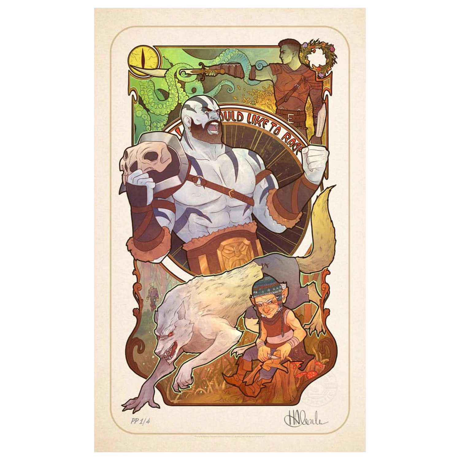 Critical Role Art Print Travis Willingham: 10th Anniversary Art Nouveau Illustrations 46 x 28 cm - keretezetlen vászonkép termékfotó