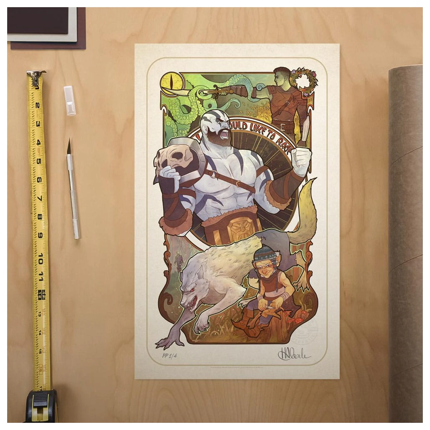 Critical Role Art Print Travis Willingham: 10th Anniversary Art Nouveau Illustrations 46 x 28 cm - keretezetlen vászonkép termékfotó