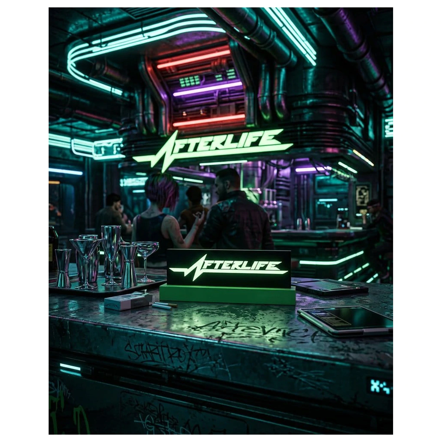 Cyberpunk 2077 Afterlife Logo lámpa termékfotó