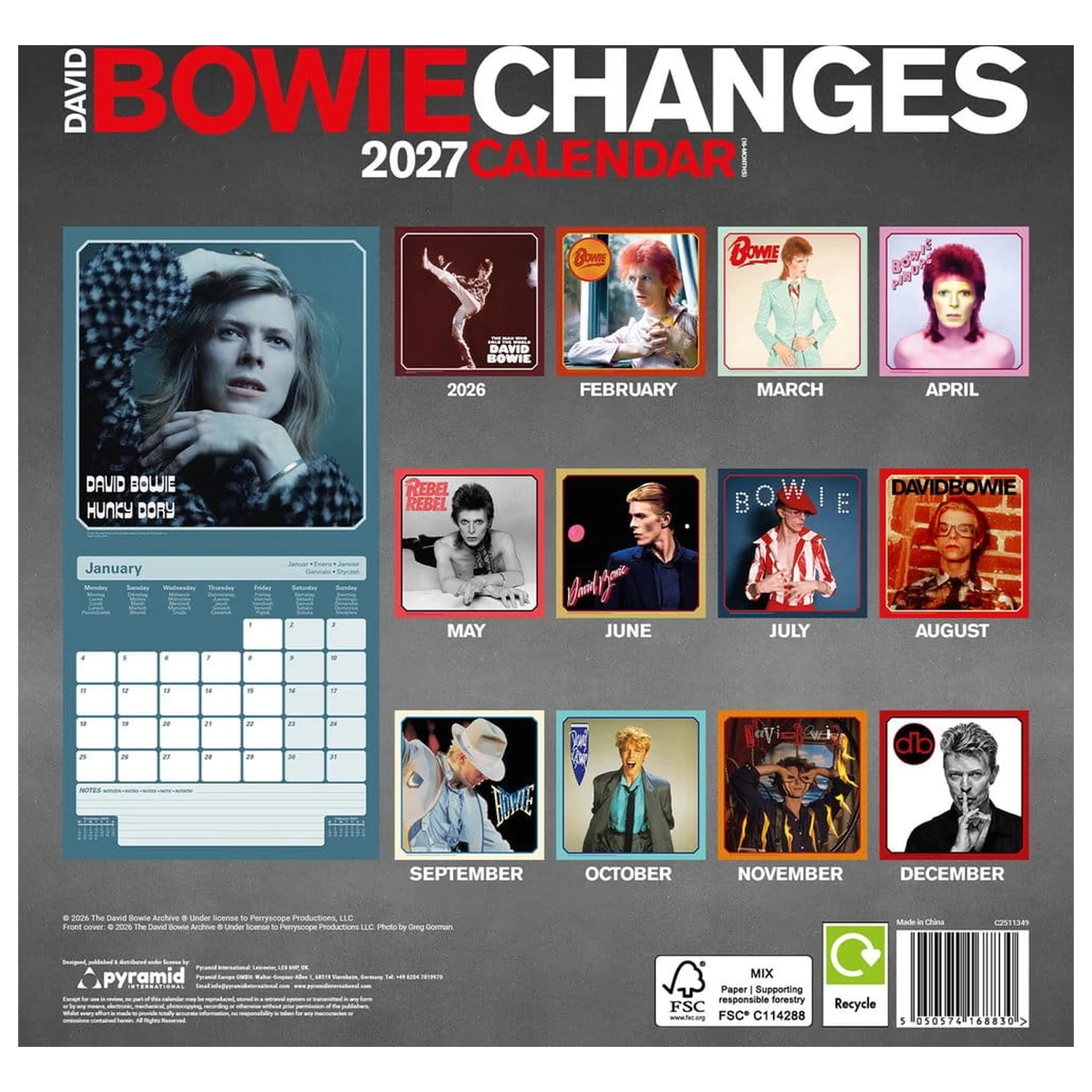 David Bowie Changes naptár 2027 30 x 30 cm termékfotó