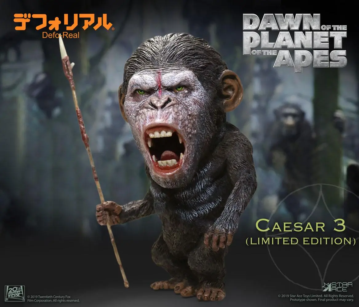Dawn of the Planet of the Apes Deform Real SeriesCaesar Warrior Face LTD  Soft Vinyl szobor figura 15 cm termékfotó