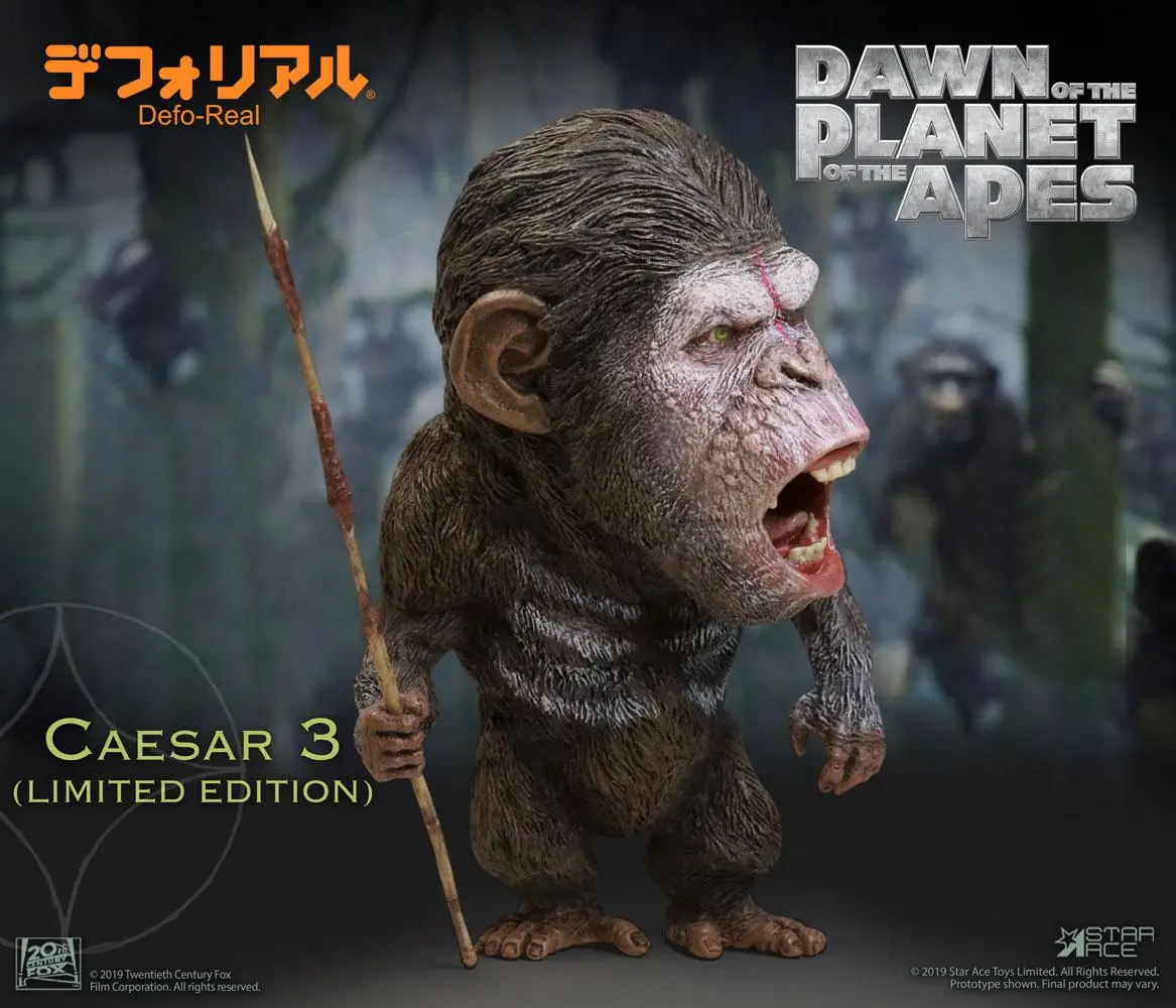 Dawn of the Planet of the Apes Deform Real SeriesCaesar Warrior Face LTD  Soft Vinyl szobor figura 15 cm termékfotó