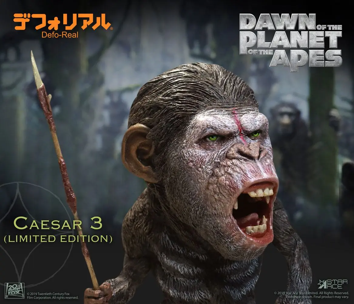 Dawn of the Planet of the Apes Deform Real SeriesCaesar Warrior Face LTD  Soft Vinyl szobor figura 15 cm termékfotó