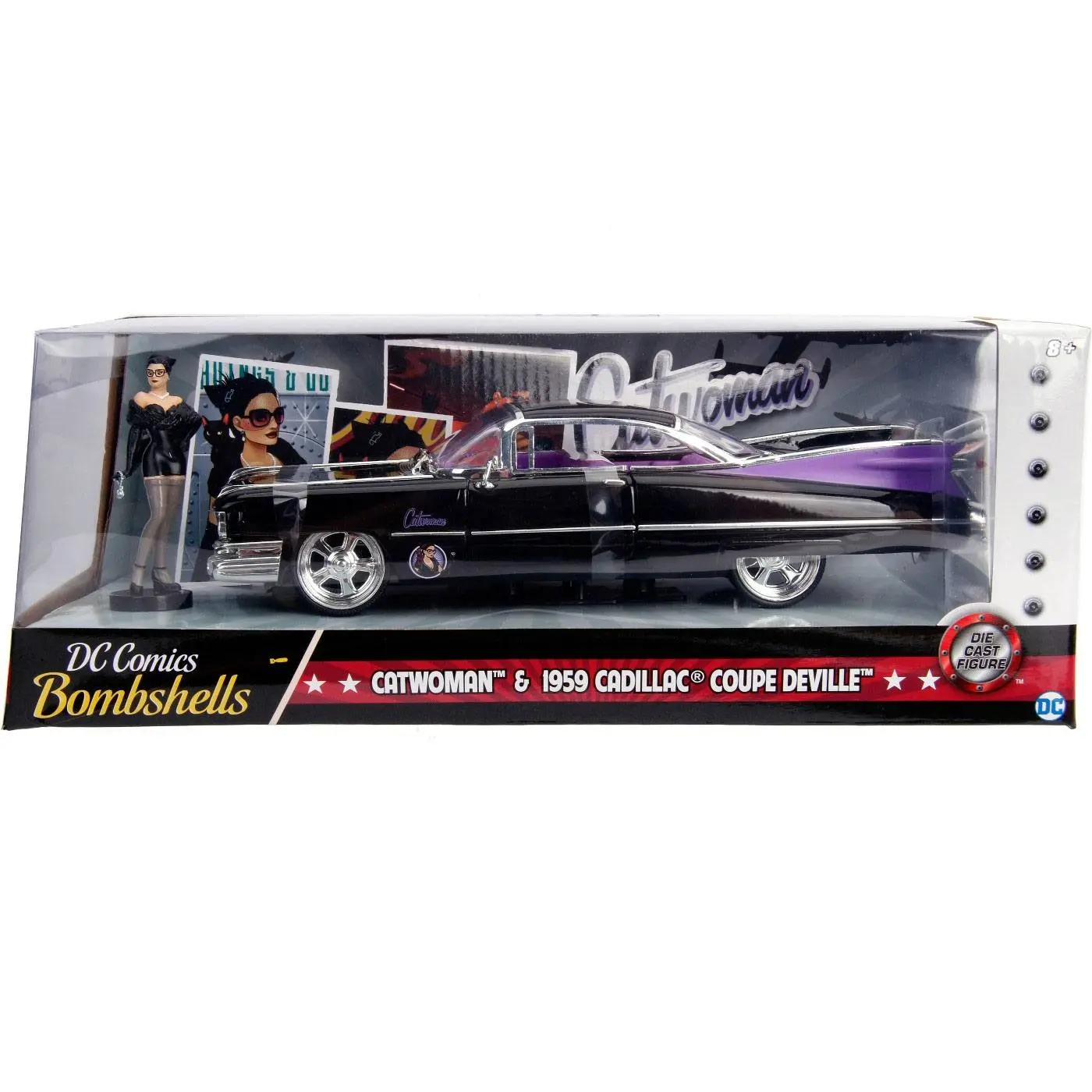 DC Bombshells Diecast Model Hollywood Rides 1/24 1959 Cadillac és Catwoman figura termékfotó