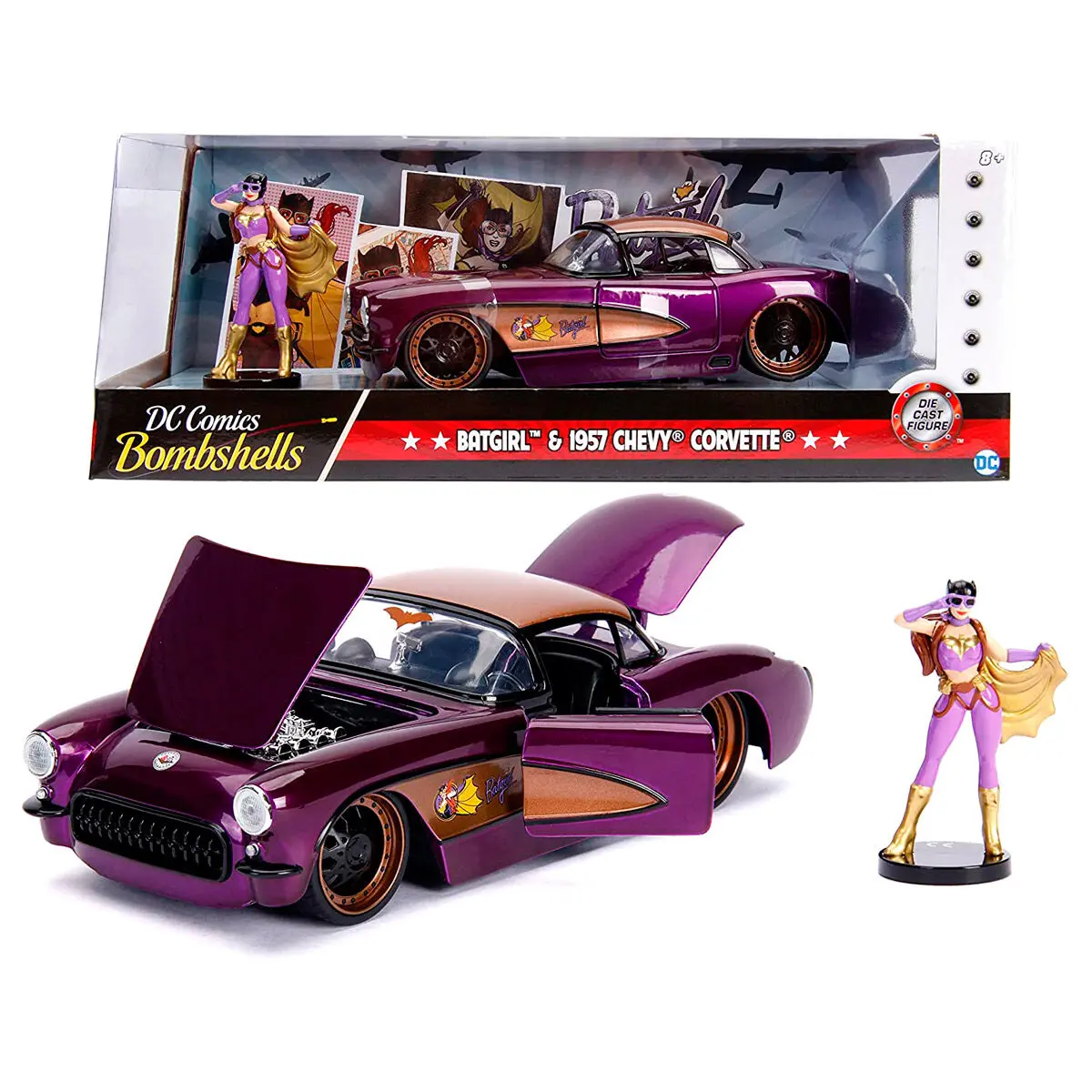 DC Comics Batgirl Chevy Corvette 1957 metál kocsi &amp; figura csomag termékfotó