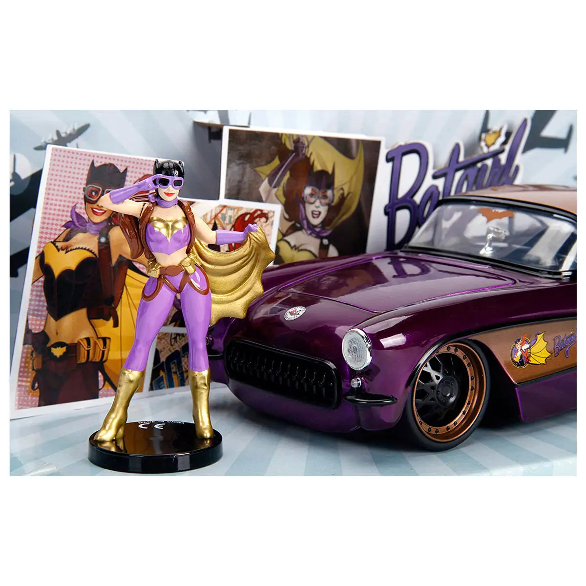 DC Comics Batgirl Chevy Corvette 1957 metál kocsi &amp; figura csomag termékfotó