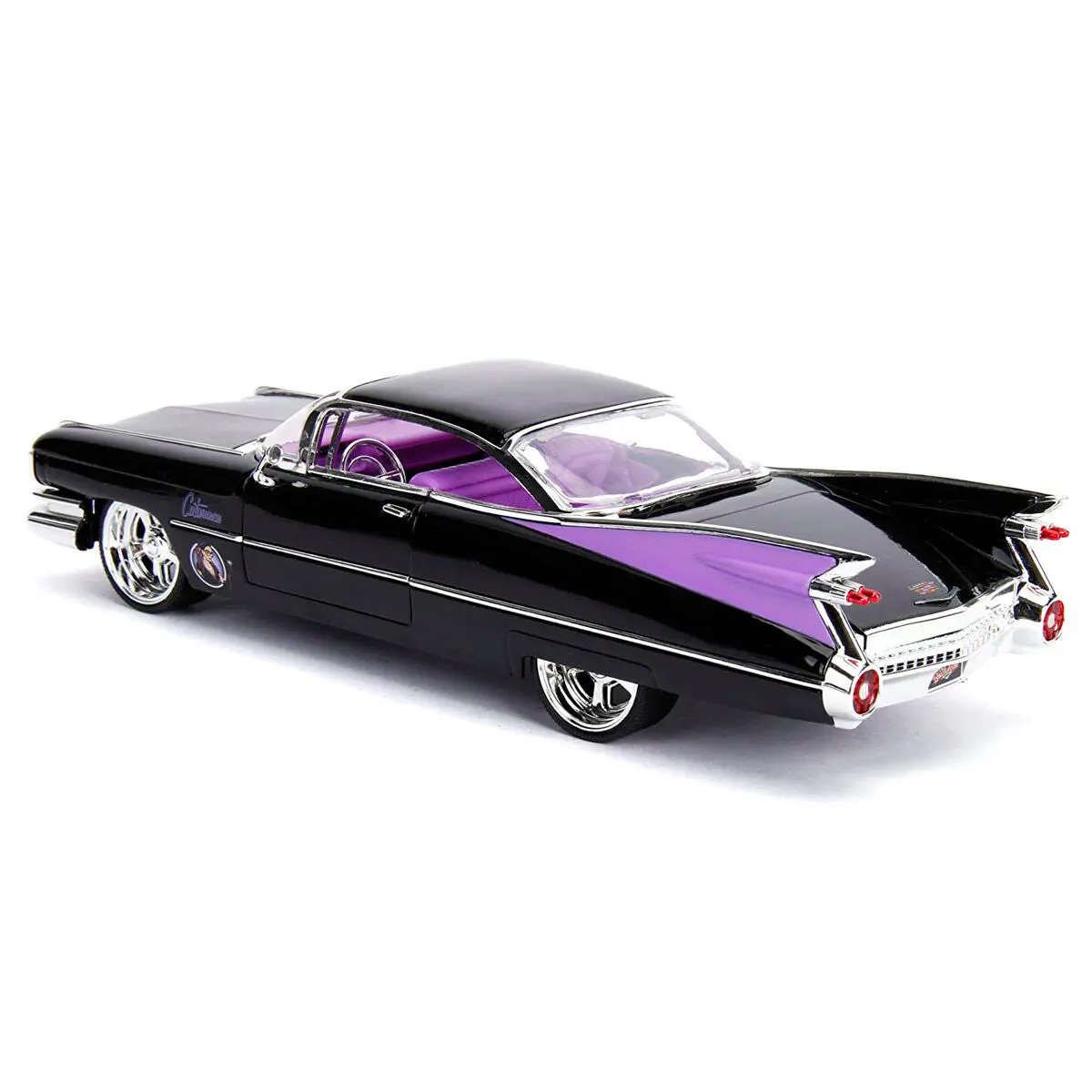 DC Comics Catwoman Cadillac Coupe Deville 1959 fém kocsi és figura csomag termékfotó