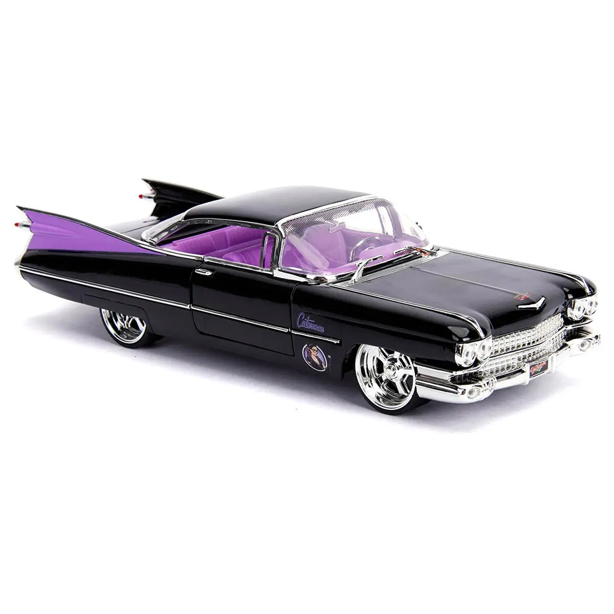 DC Comics Catwoman Cadillac Coupe Deville 1959 fém kocsi és figura csomag termékfotó