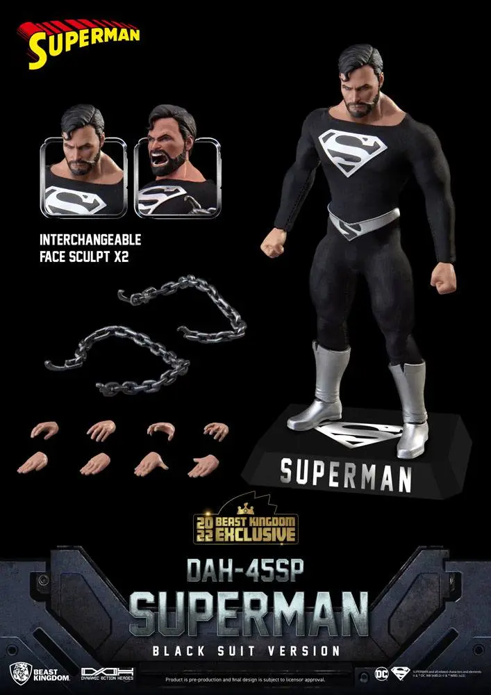 DC Comics Dynamic 8ction Heroes 1/9 Superman Black Suit akciófigura 20 cm termékfotó