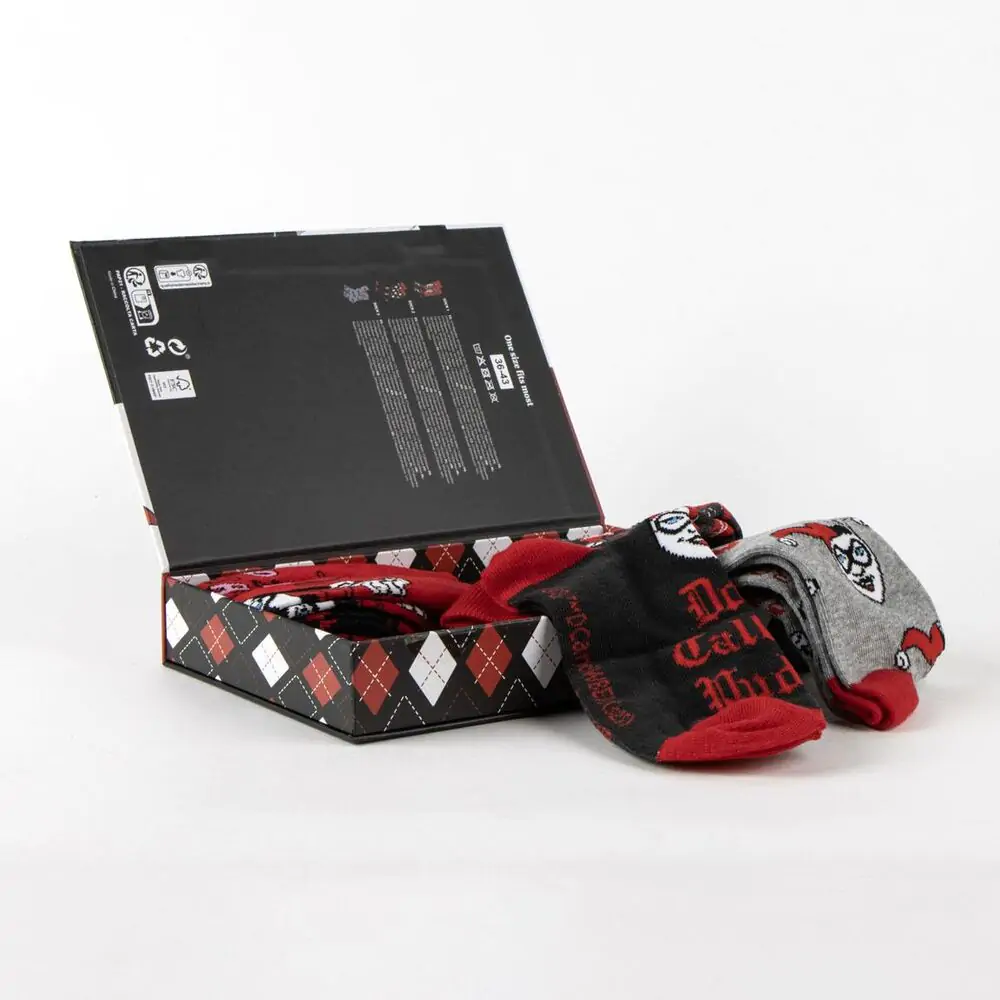 DC Comics Harley Quinn 3 db-os felnőtt zokni csomag termékfotó