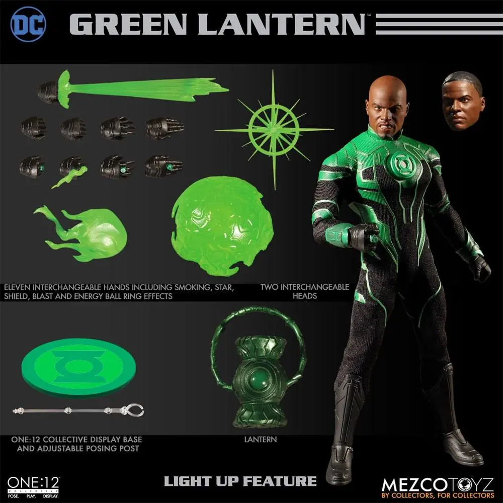 DC Comics Light-Up 1/12 John Stewart - The Green Lantern akciófigura 17 cm termékfotó