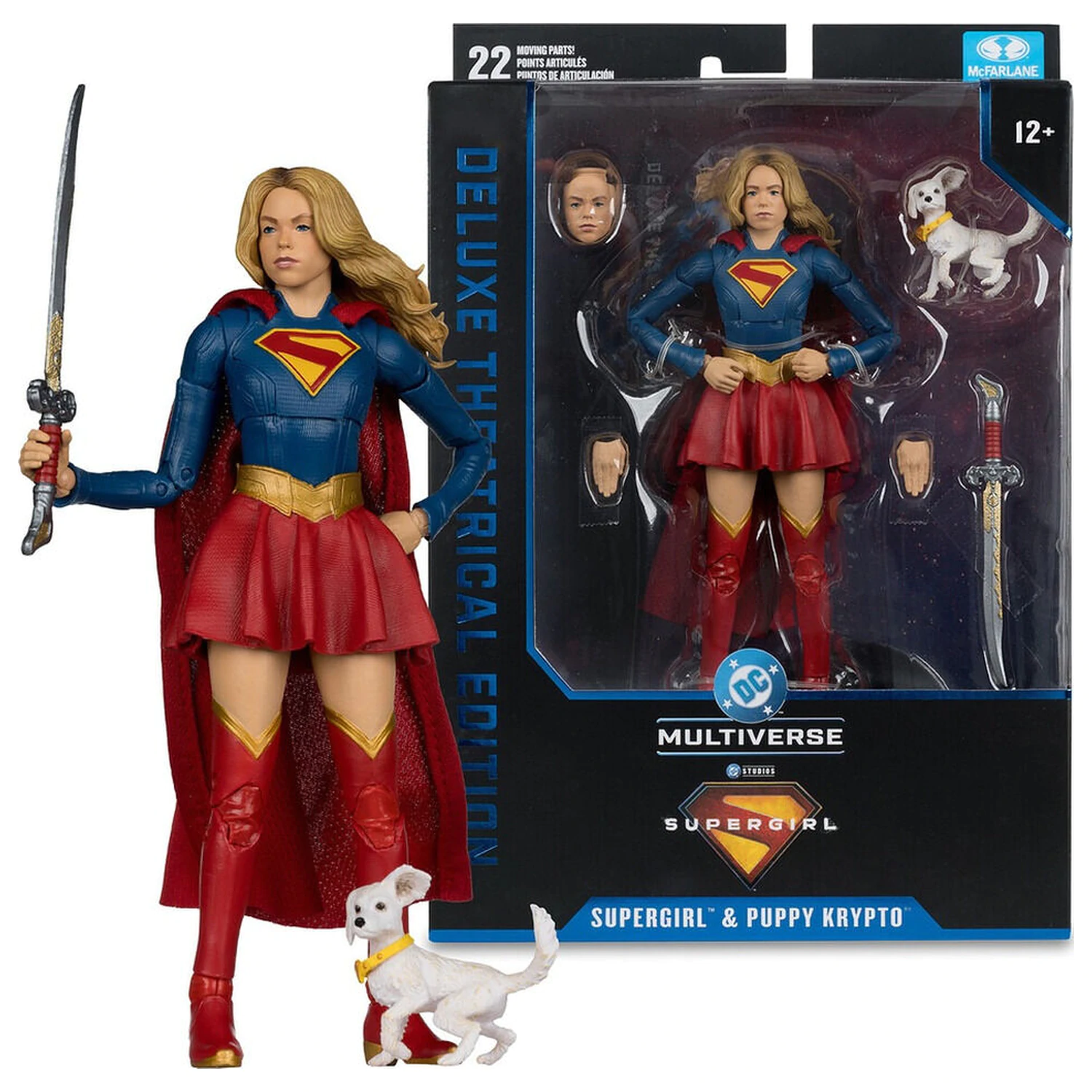 DC Comics Supergirl Deluxe Theatrical Edition Supergirl & Puppy Kripto figura 18cm termékfotó