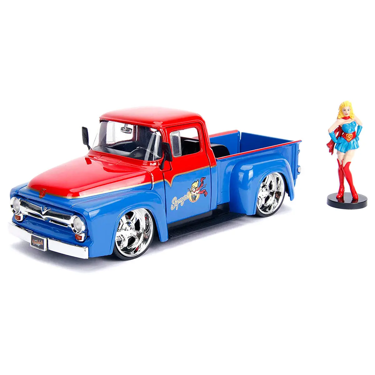 DC Comics Supergirl Ford F-100 Pickup 1956 metál kocsi &amp; figura csomag termékfotó