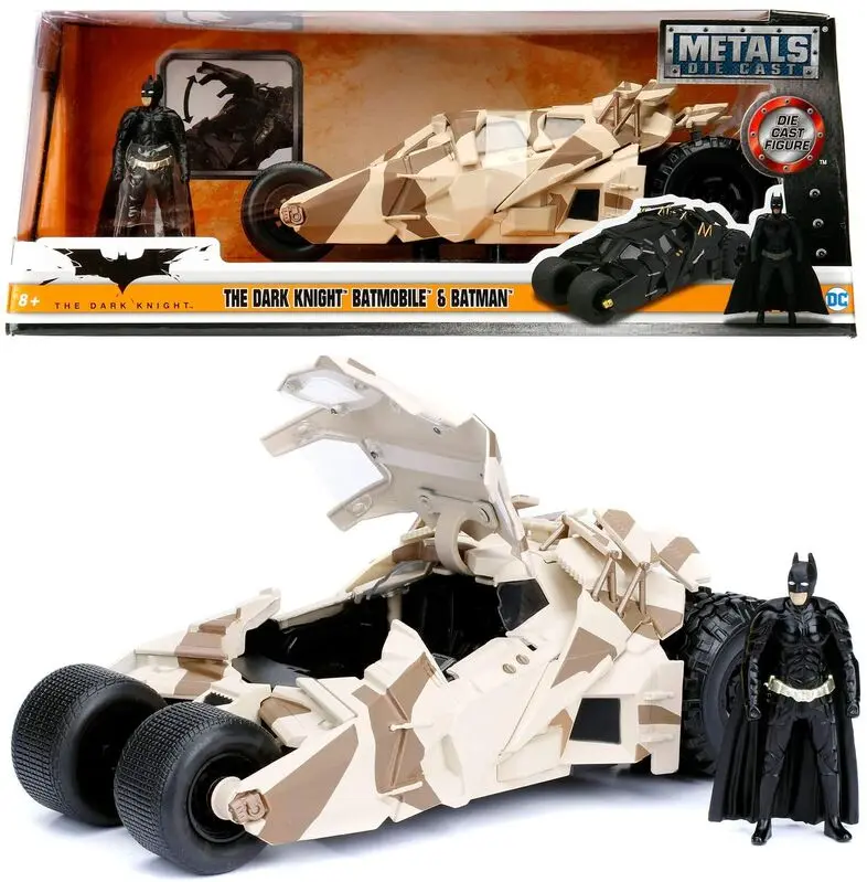 DC Comics The Dark Knight Batmobil metal camouflagecar + figura szett termékfotó