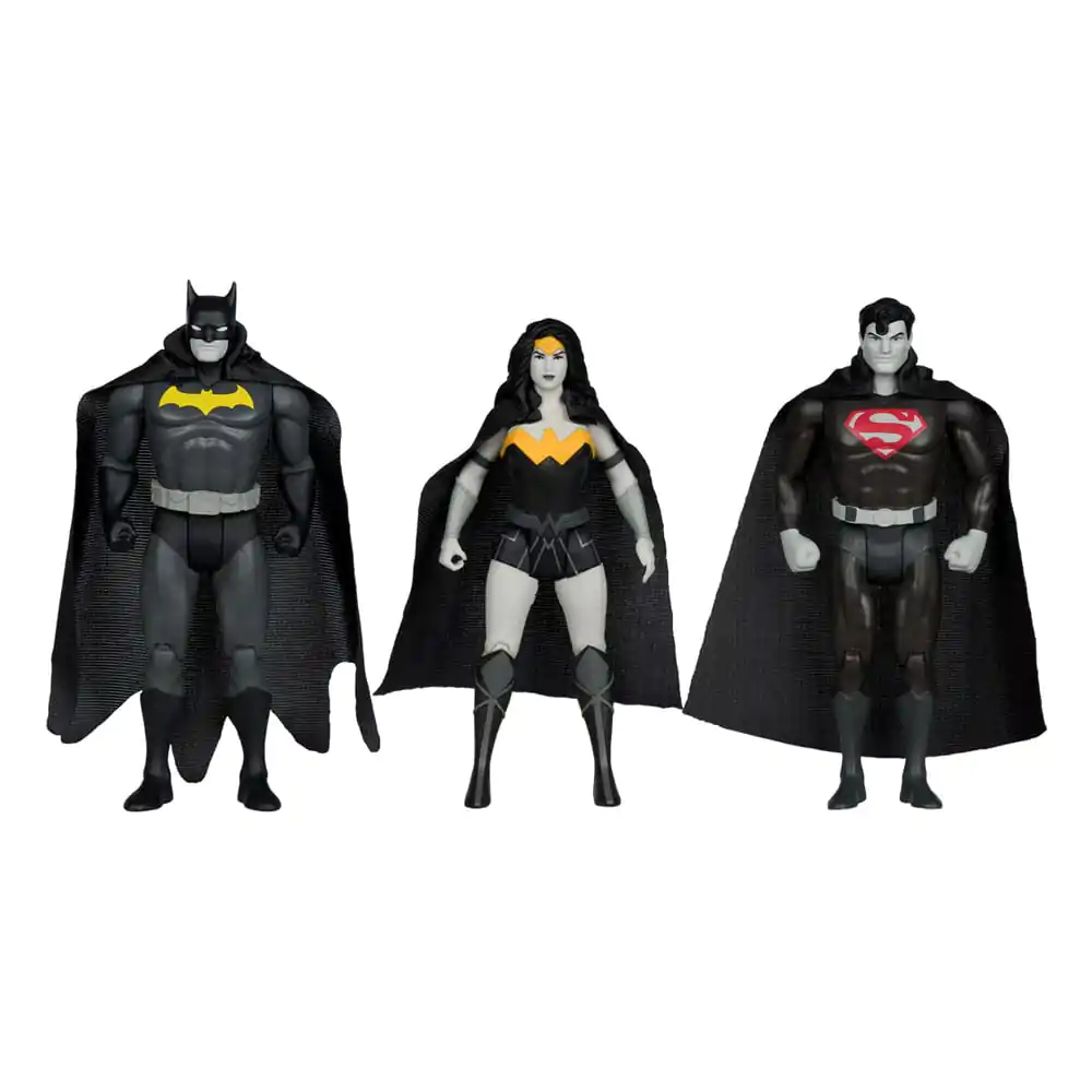 DC Direct Super Powers Batman, Superman & Wonder Woman Black & White Accent Edition Gold Label akciófigura csomag 13 cm termékfotó