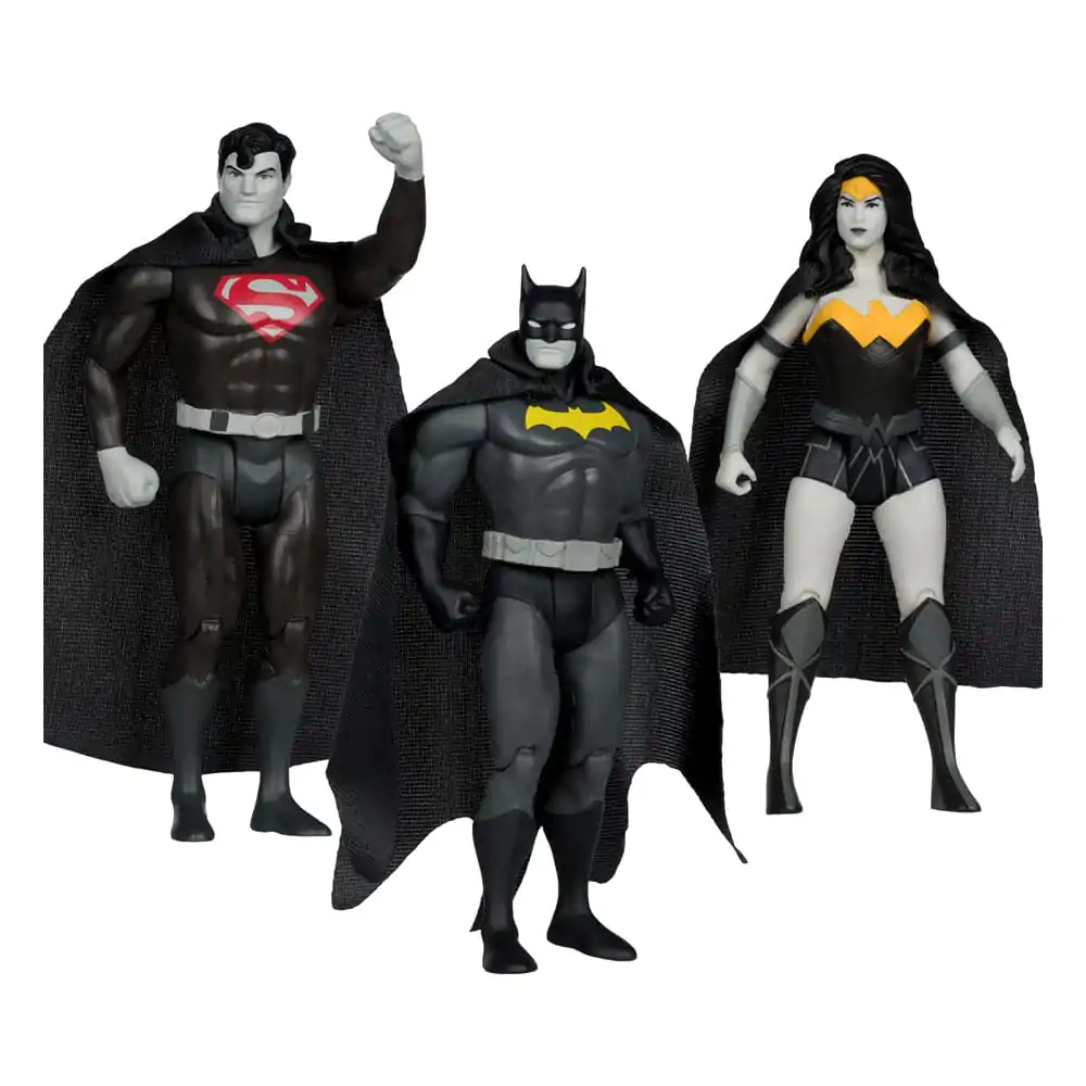 DC Direct Super Powers Batman, Superman & Wonder Woman Black & White Accent Edition Gold Label akciófigura csomag 13 cm termékfotó