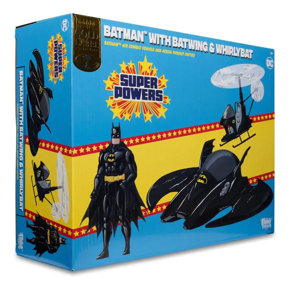 DC Direct Super Powers Pack of 3 Batman (Black Suit), The Whirly &amp; The Batwing (Black) (Gold Label) (SDCC) akciófigura 13 cm termékfotó