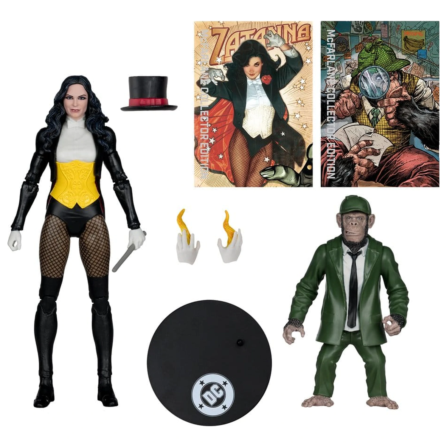 DC Multiverse McFarlane Zatanna with Detective Chimp Collector Edition #53 akciófigura 18 cm termékfotó