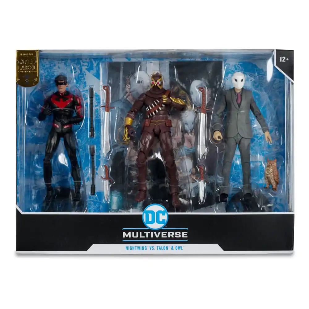 DC Multiverse Nightwing vs. Talon &amp; Owl (Batman: The Court of Owls) (Gold Label) 3 db-os akciófigura csomag 18 cm termékfotó