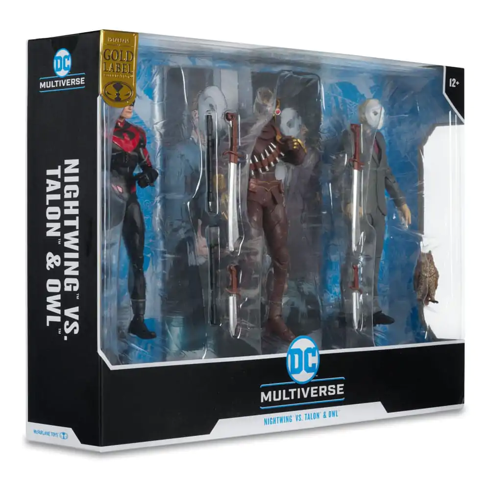 DC Multiverse Nightwing vs. Talon &amp; Owl (Batman: The Court of Owls) (Gold Label) 3 db-os akciófigura csomag 18 cm termékfotó