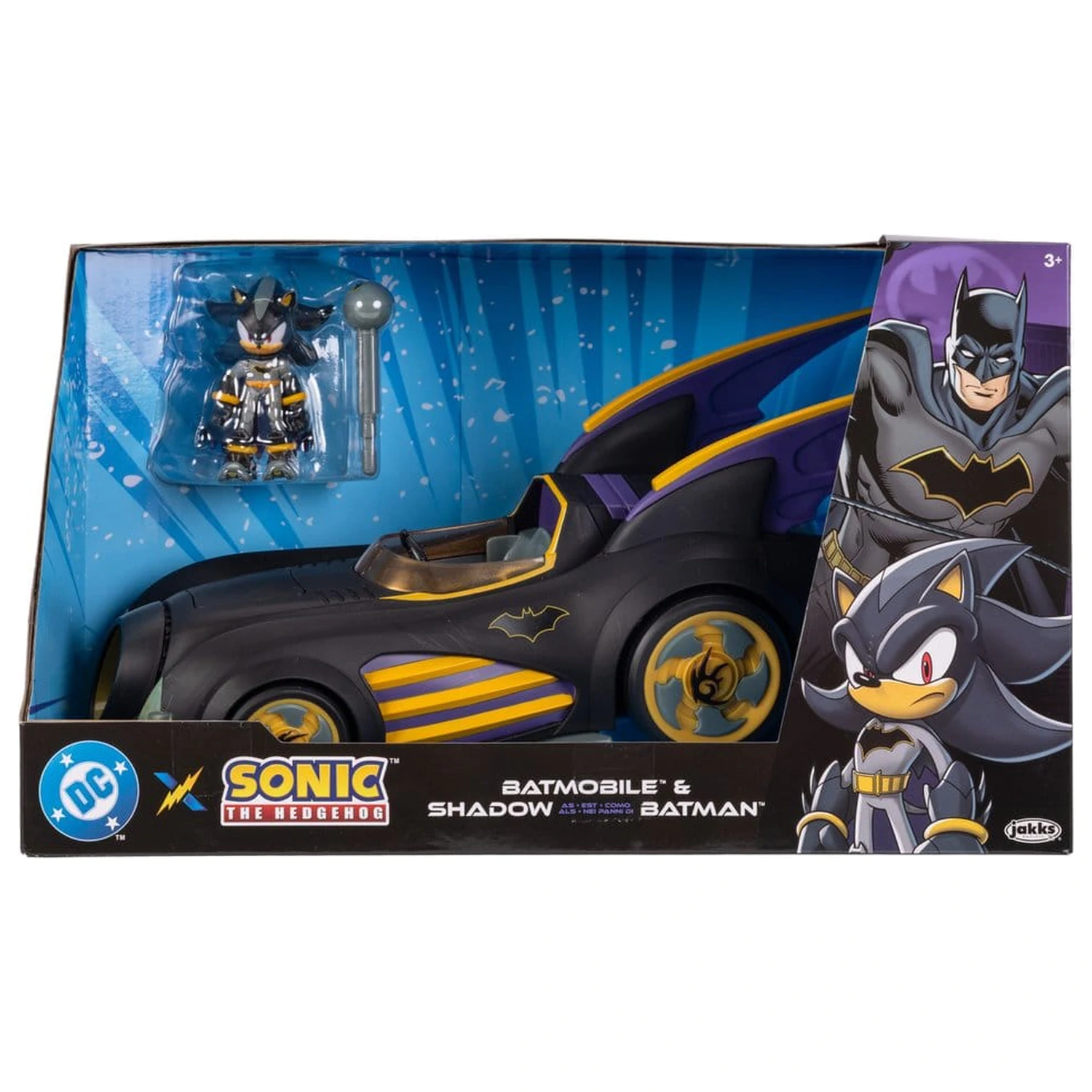 DC x Sonic - The Hedgehog Shadow Batman & Batmobile akciófigura és jármű 6 cm  termékfotó