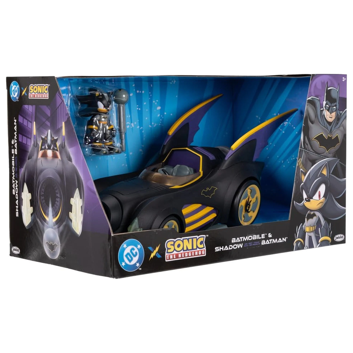 DC x Sonic - The Hedgehog Shadow Batman & Batmobile akciófigura és jármű 6 cm  termékfotó