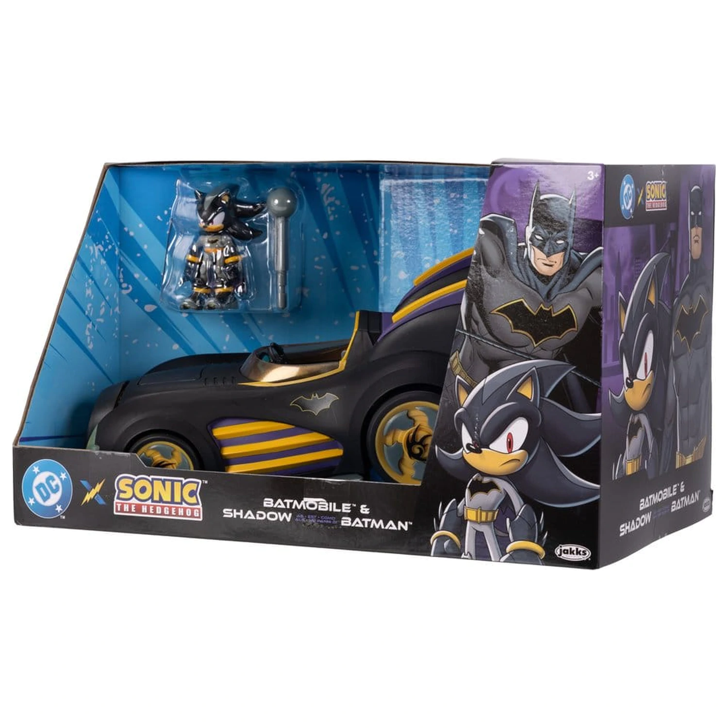 DC x Sonic - The Hedgehog Shadow Batman & Batmobile akciófigura és jármű 6 cm  termékfotó