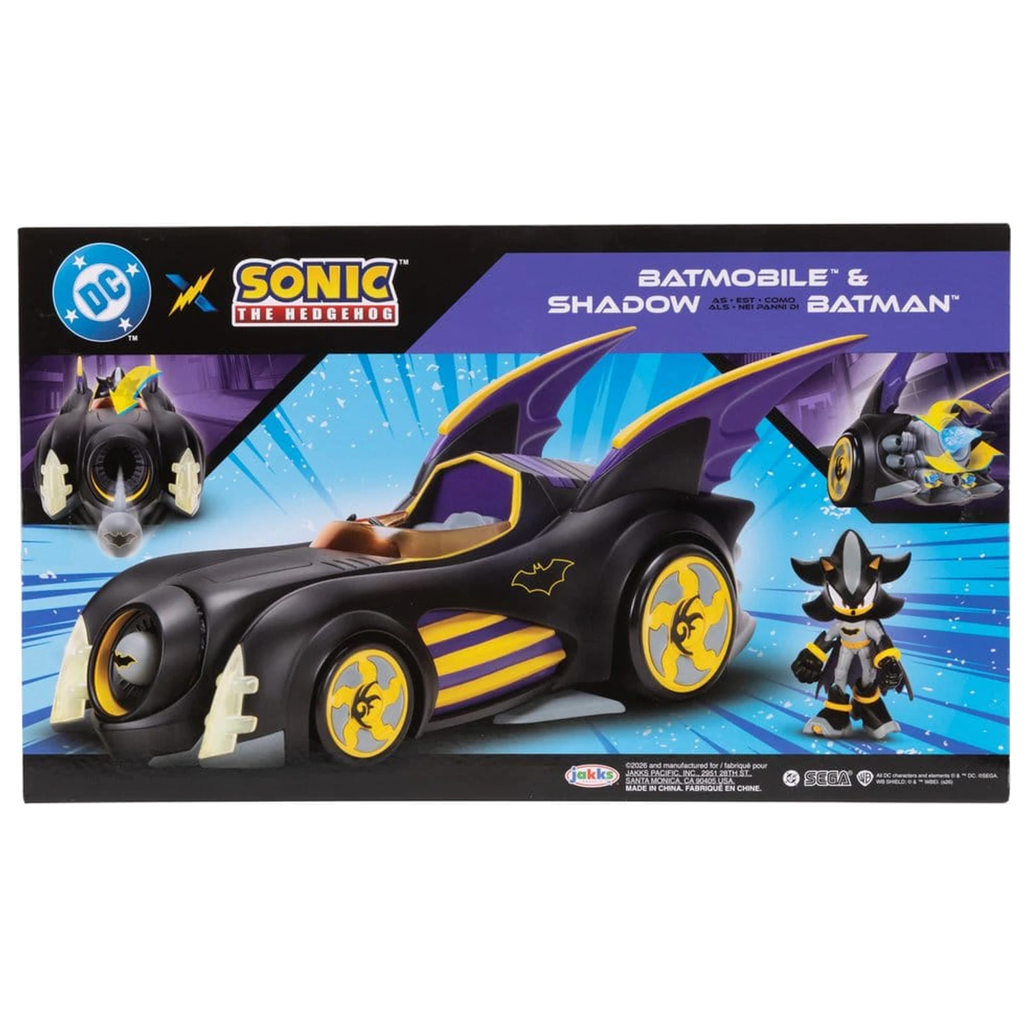 DC x Sonic - The Hedgehog Shadow Batman & Batmobile akciófigura és jármű 6 cm  termékfotó