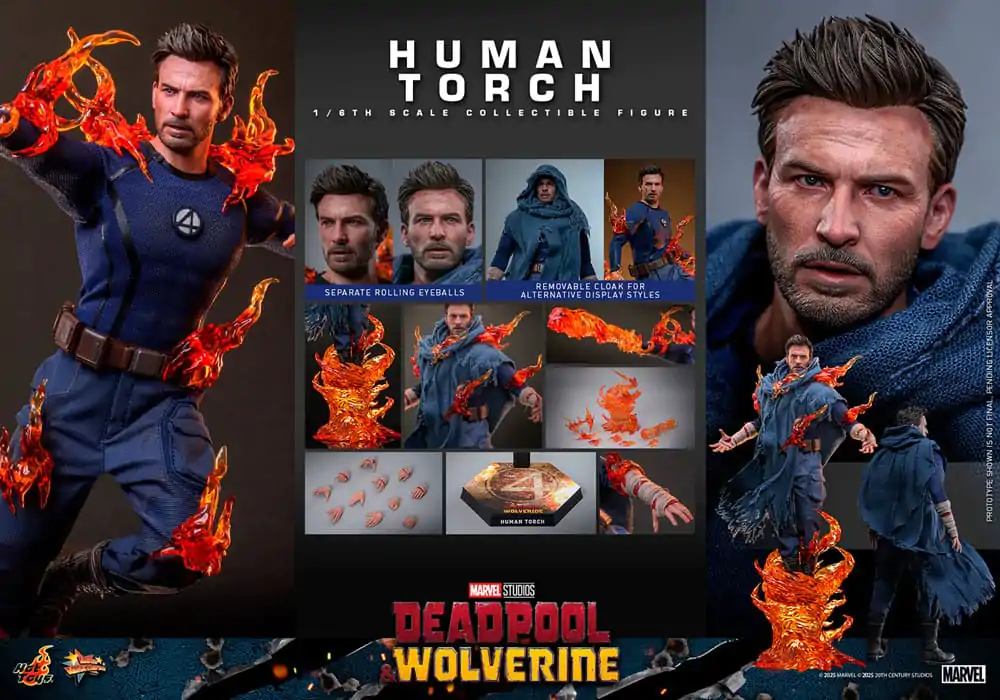 Deadpool & Wolverine Movie Masterpiece 1/6 Human Torch akciófigura 31 cm termékfotó