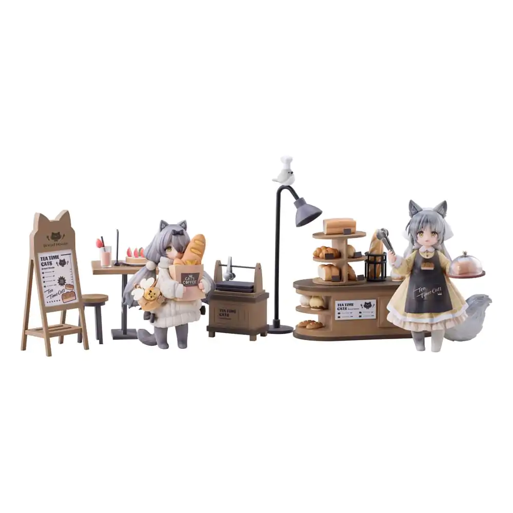 Decorated Life Collection Tea Time Cats - Cat Town Bakery Staff &amp; Customer Set PVC szobor figura 12 cm termékfotó