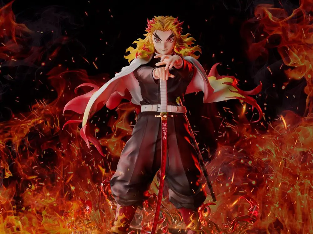 Demon Slayer: Kimetsu no Yaiba 1/8 Mugen Train Kyojuro Rengoku szobor figura 20 cm termékfotó
