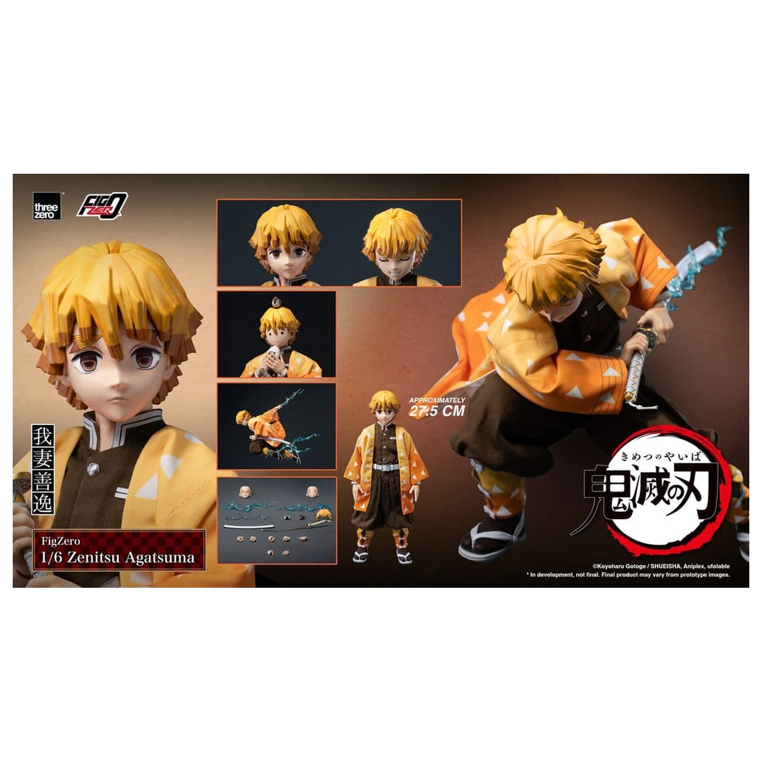 Demon Slayer: Kimetsu no Yaiba FigZero akciófigura 1/6 Zenitsu Agatsuma 28 cm termékfotó