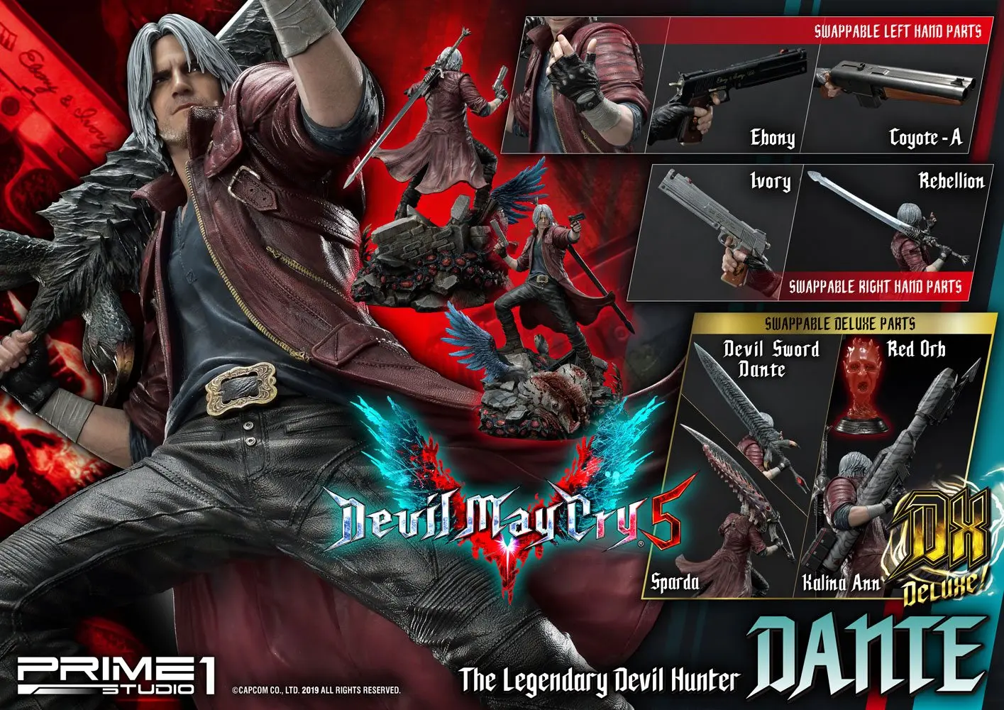 Devil May Cry 5 1/4 Dante Deluxe Ver. szobor figura 74 cm termékfotó