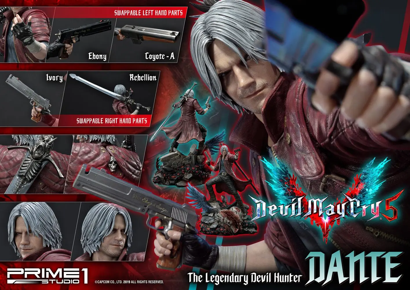 Devil May Cry 5 1/4 Dante szobor figura 74 cm termékfotó