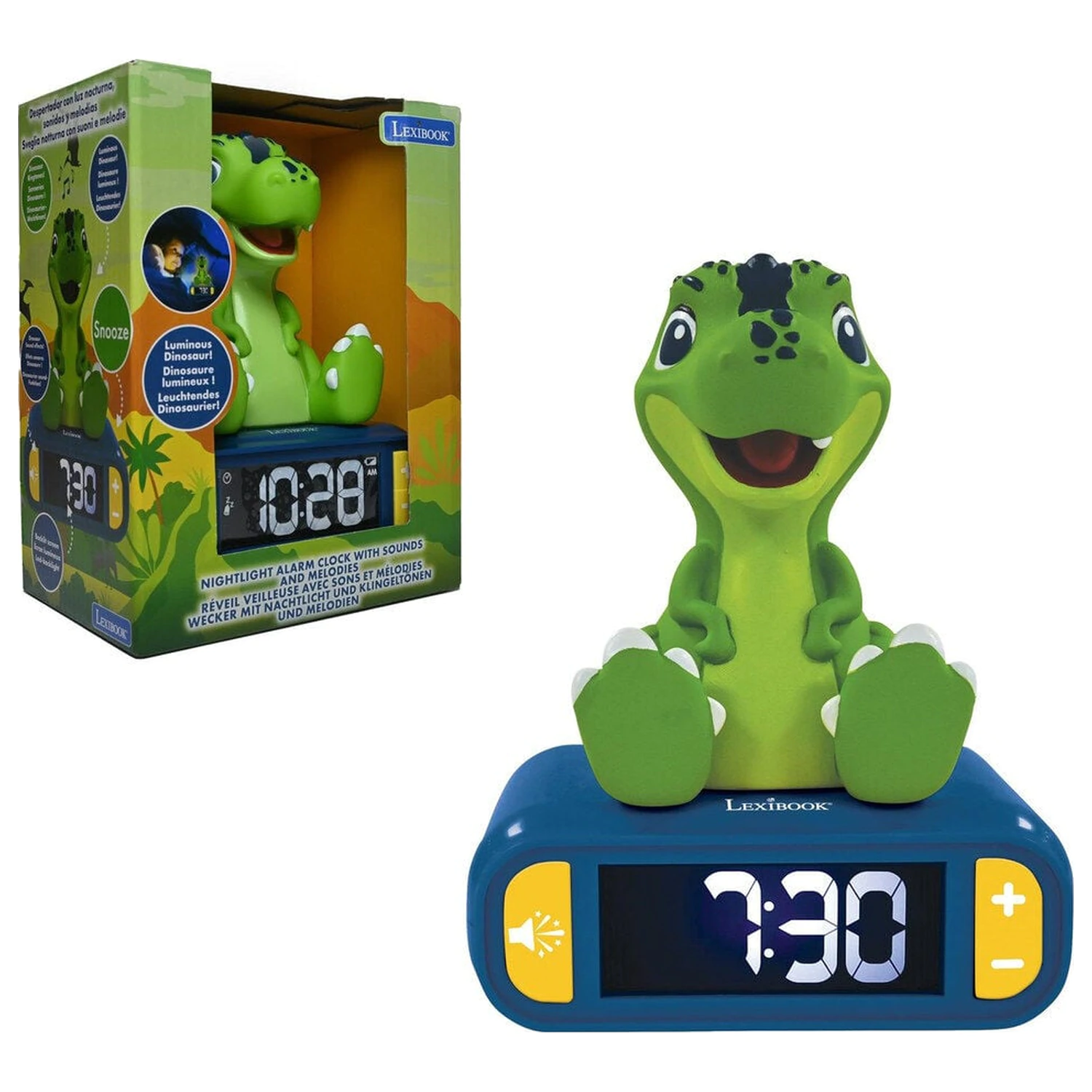 Dinosaur 3D éjszakai lámpa és digitális ébresztőóra termékfotó