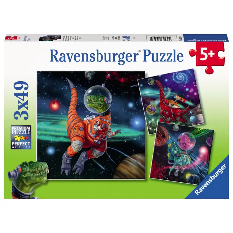 Dinosaurs in space puzzle 3x49db-os termékfotó