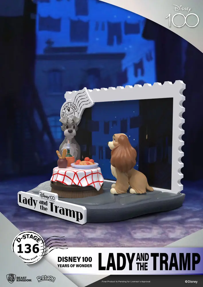 Disney 100th Anniversary D-Stage Lady And The Tramp PVC Diorama szobor figura 12 cm termékfotó