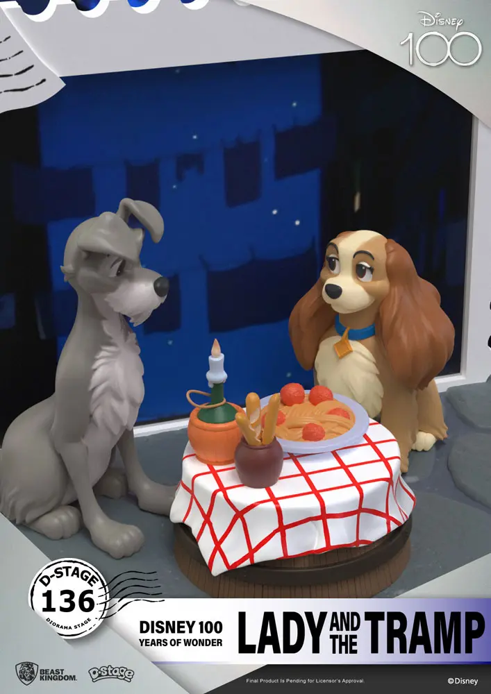 Disney 100th Anniversary D-Stage Lady And The Tramp PVC Diorama szobor figura 12 cm termékfotó