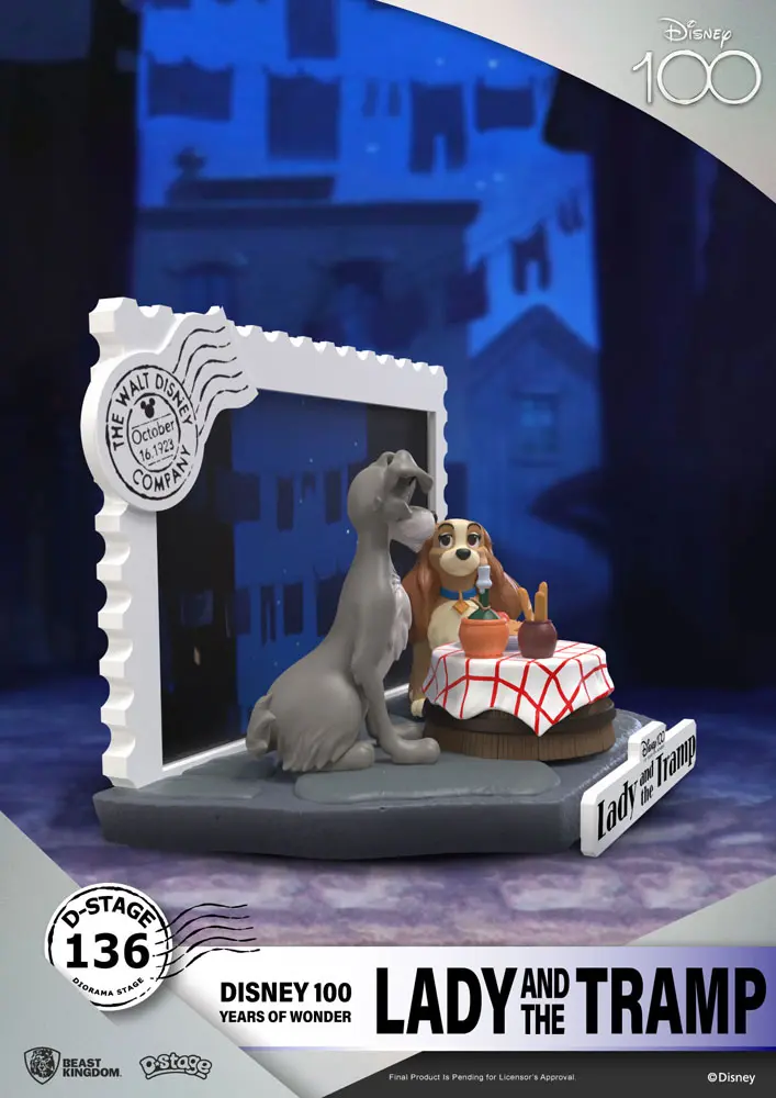 Disney 100th Anniversary D-Stage Lady And The Tramp PVC Diorama szobor figura 12 cm termékfotó