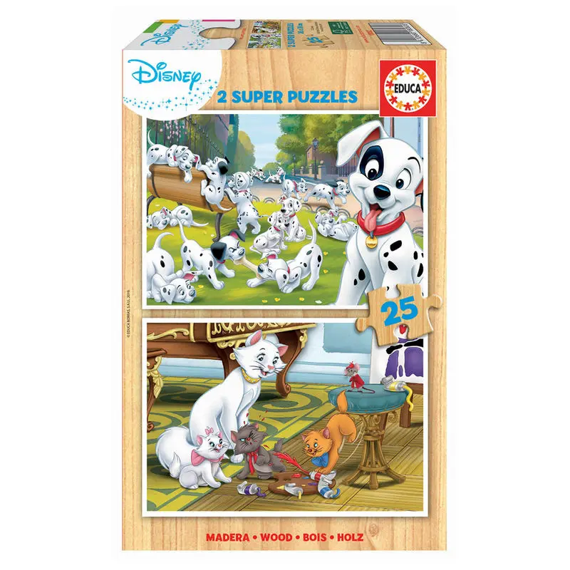 Disney Animals Dalmatians + Aristocats fa puzzle 2x25db-os termékfotó