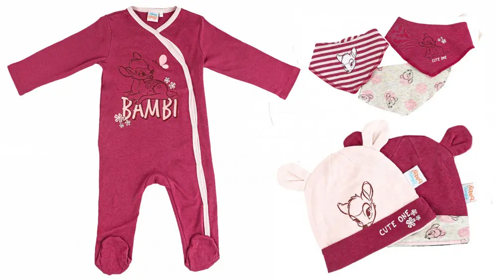 Disney Bambi baba rugdalózó + sapka és nyálkendő 6 db-os szett 62/68 cm termékfotó
