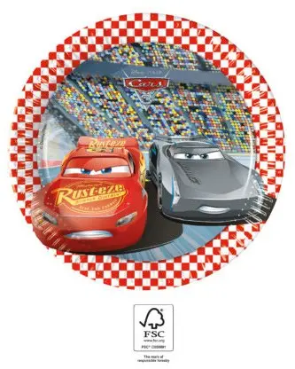 Disney Cars 3, Verdák papírtányér 8 db-os 19,5 cm FSC termékfotó