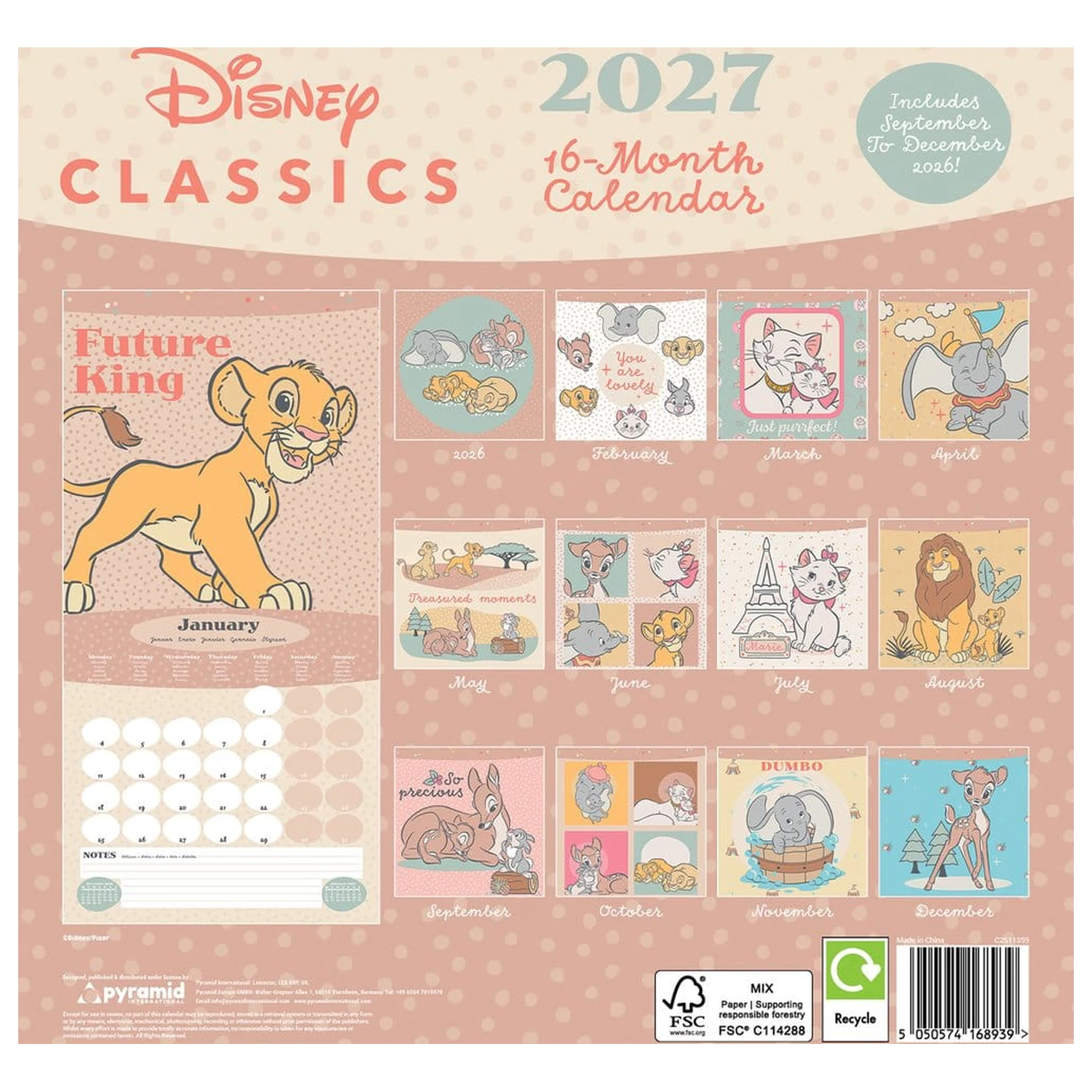 Disney Classics Treasured Memories naptár 2027 30 x 30 cm termékfotó