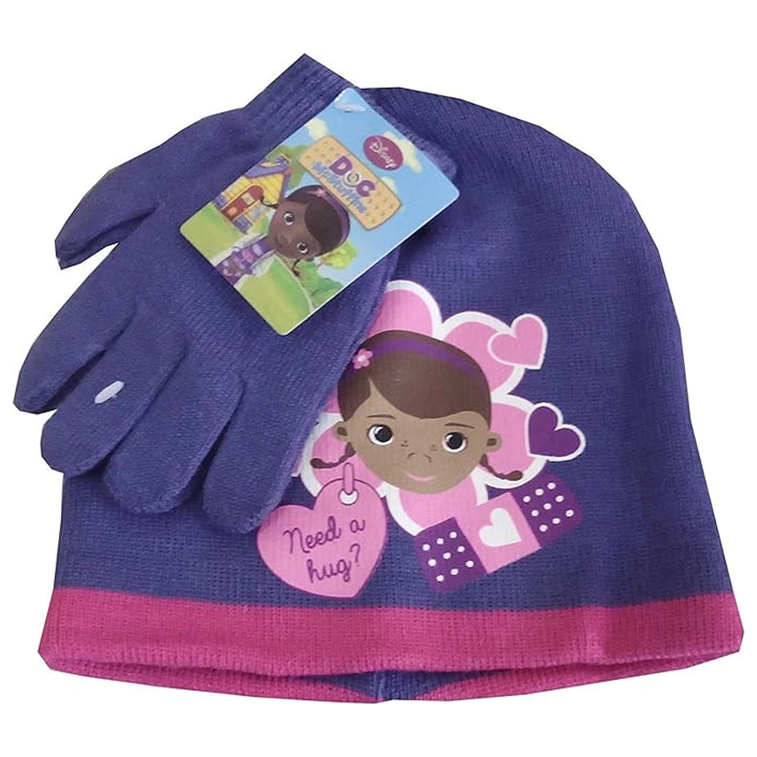 Disney Dr Plüssi Hug Purple gyerek sapka + kesztyű szett 54 cm termékfotó