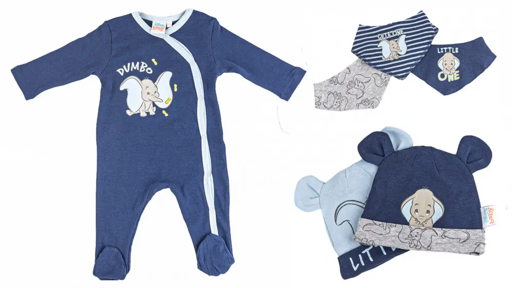Disney Dumbo baba rugdalózó + sapka és nyálkendő 6 db-os szett 74/80 cm termékfotó