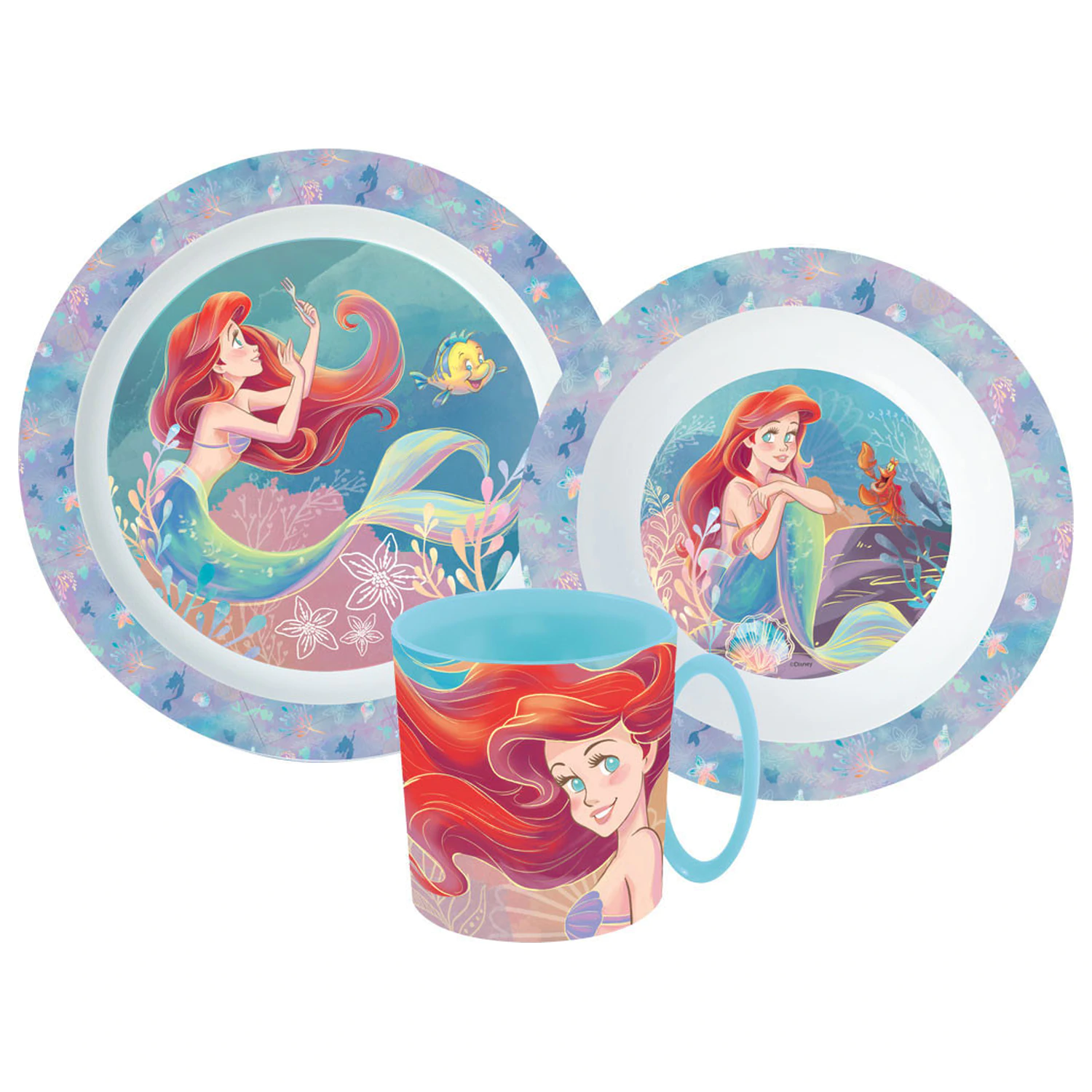 Disney Hercegnők Ariel étkészlet, micro műanyag szett bögrével  termékfotó