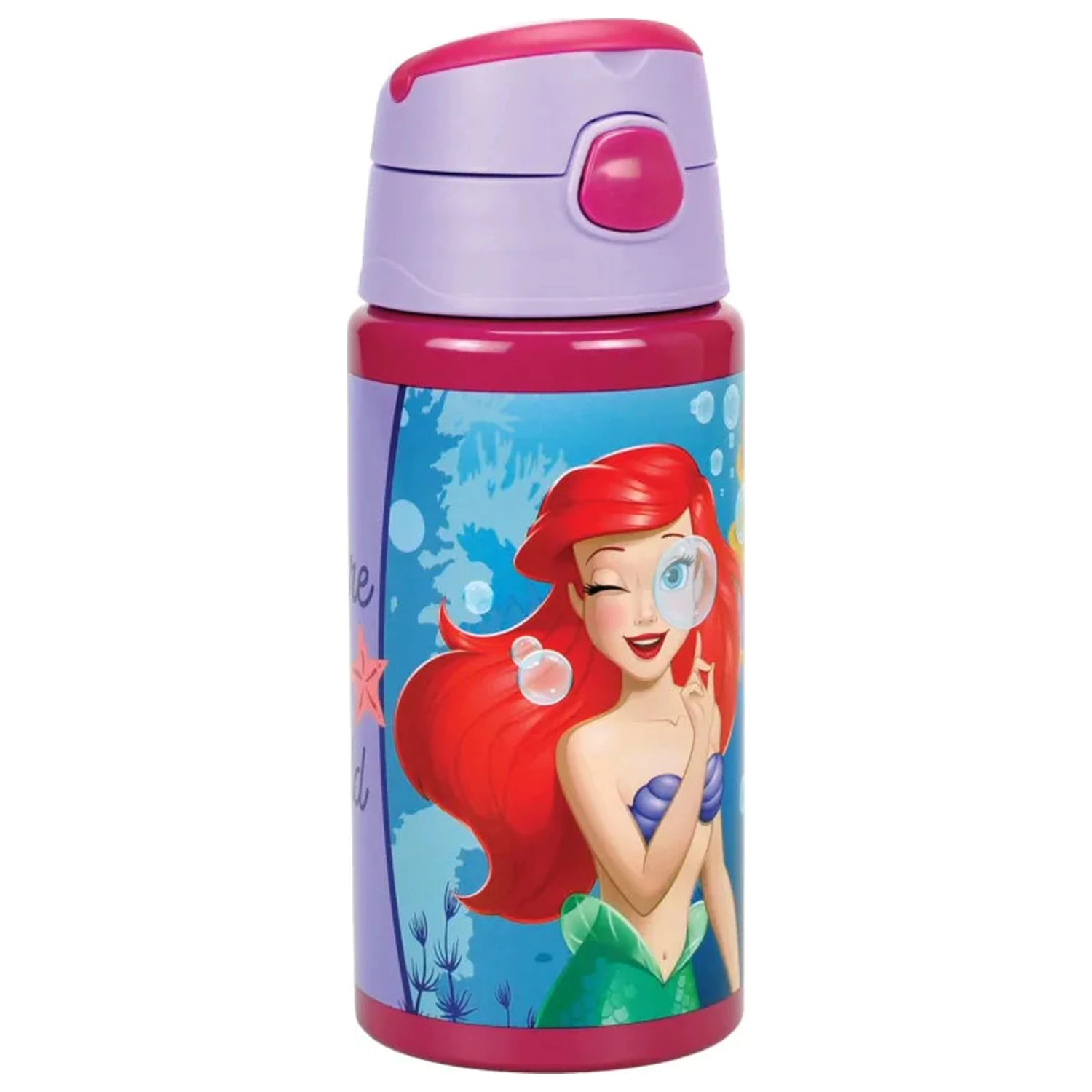Disney Hercegnők Ariel Fairytale alumínium szívószálas kulacs akasztóval 500 ml termékfotó