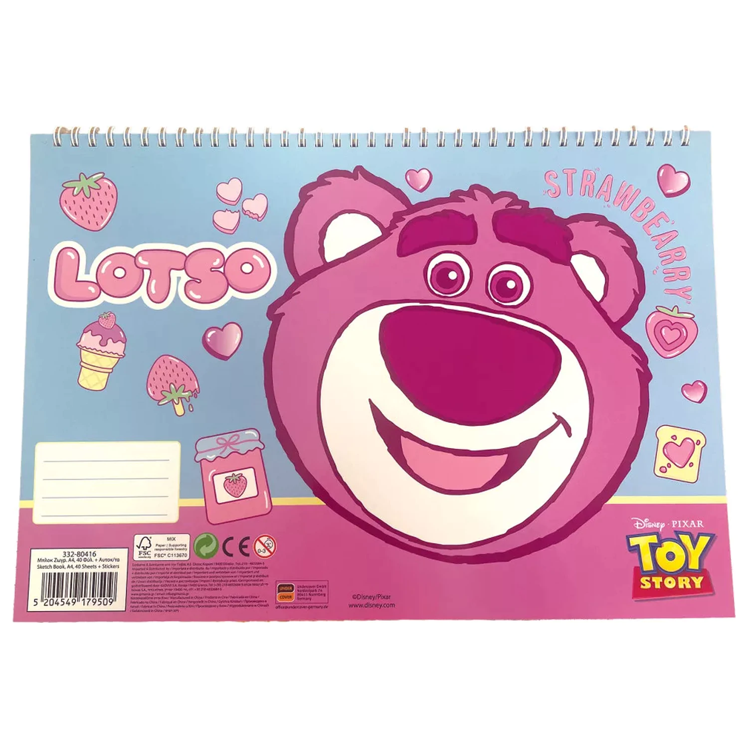 Disney Játékháború Lotso A/4 spirál vázlatfüzet 40 lapos matricával termékfotó