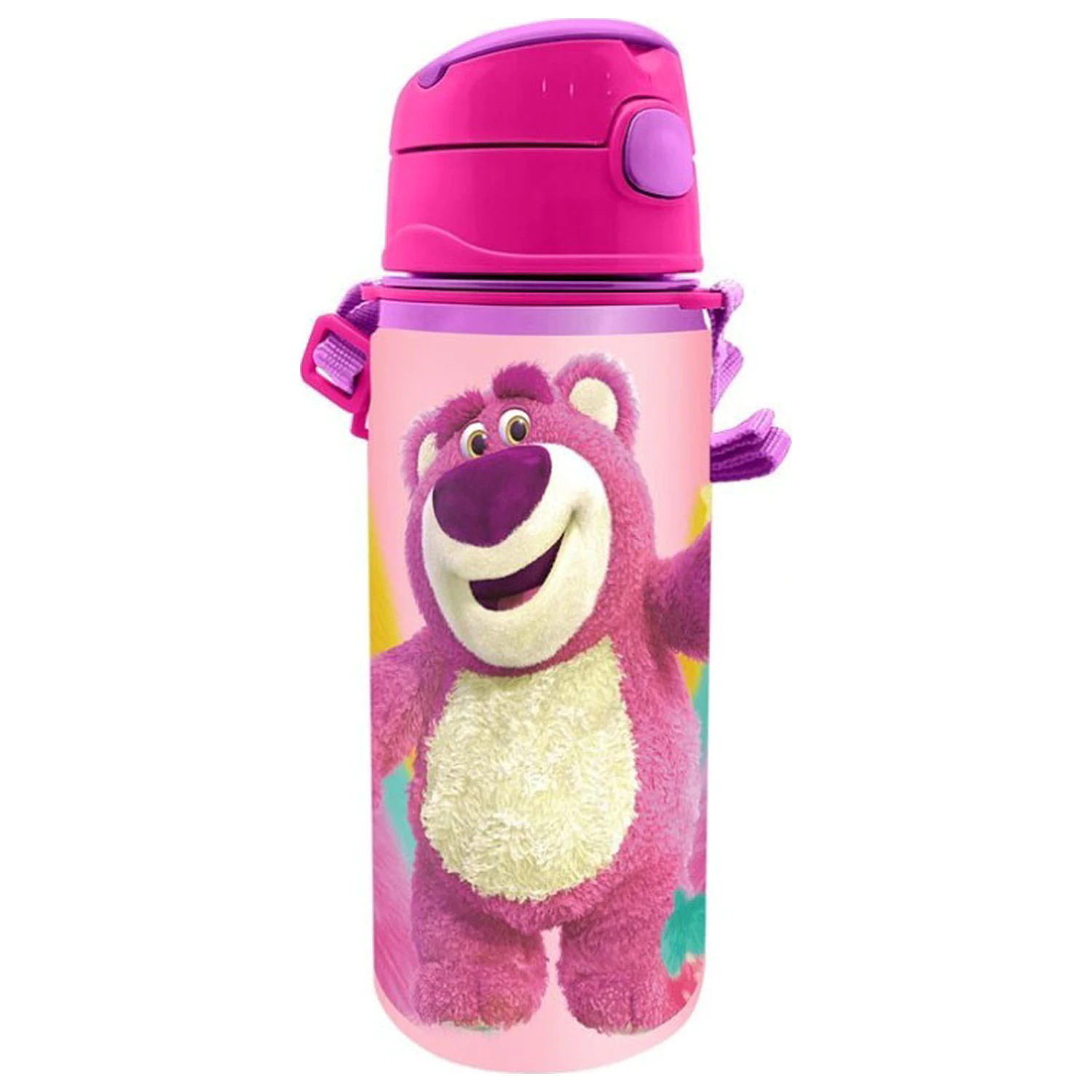 Disney Játékháború Lotso alumínium szívószálas kulacs akasztóval 600 ml termékfotó